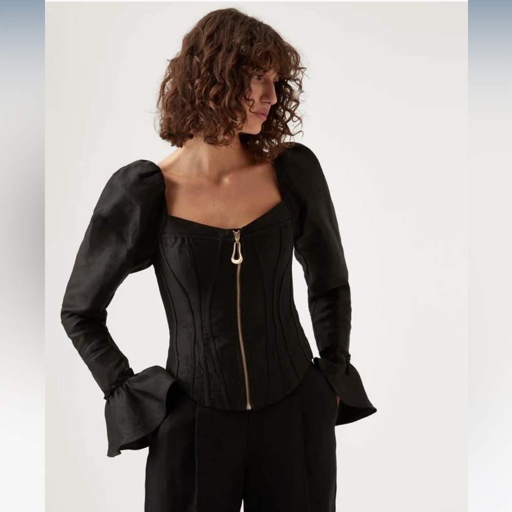 Aje Giselle Shoulder Puff Corset Top Size: 0 Us/ 4 Au
